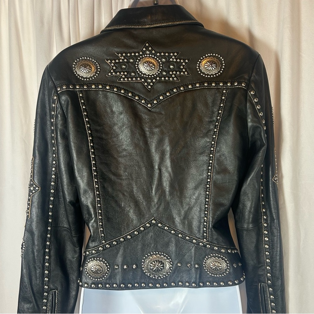 Studded Black Leather Jacket by Cripple Creek